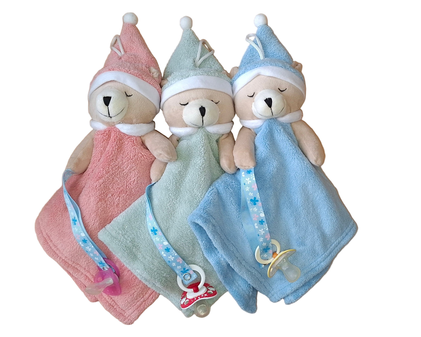blue pacifier cuddly bear
