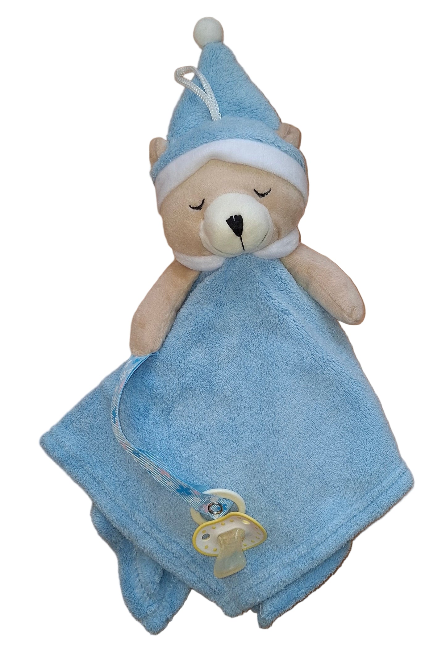 blue pacifier cuddly bear