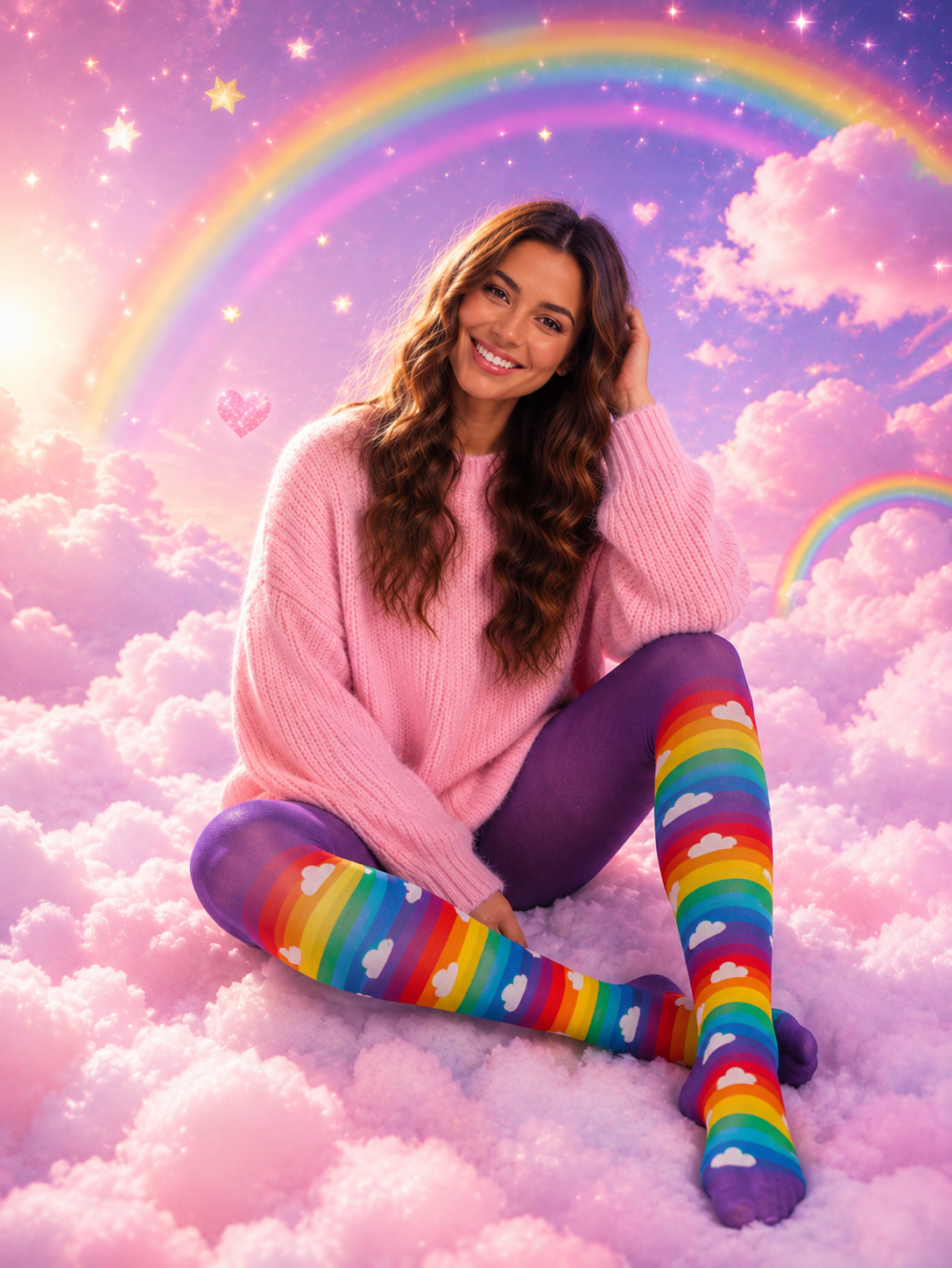 Tights with Rainbow print size M-XL
