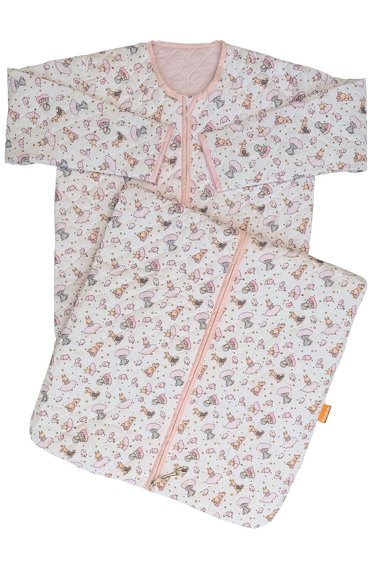 Quilted Sleeping bag baby Pink clouds Long sleeves