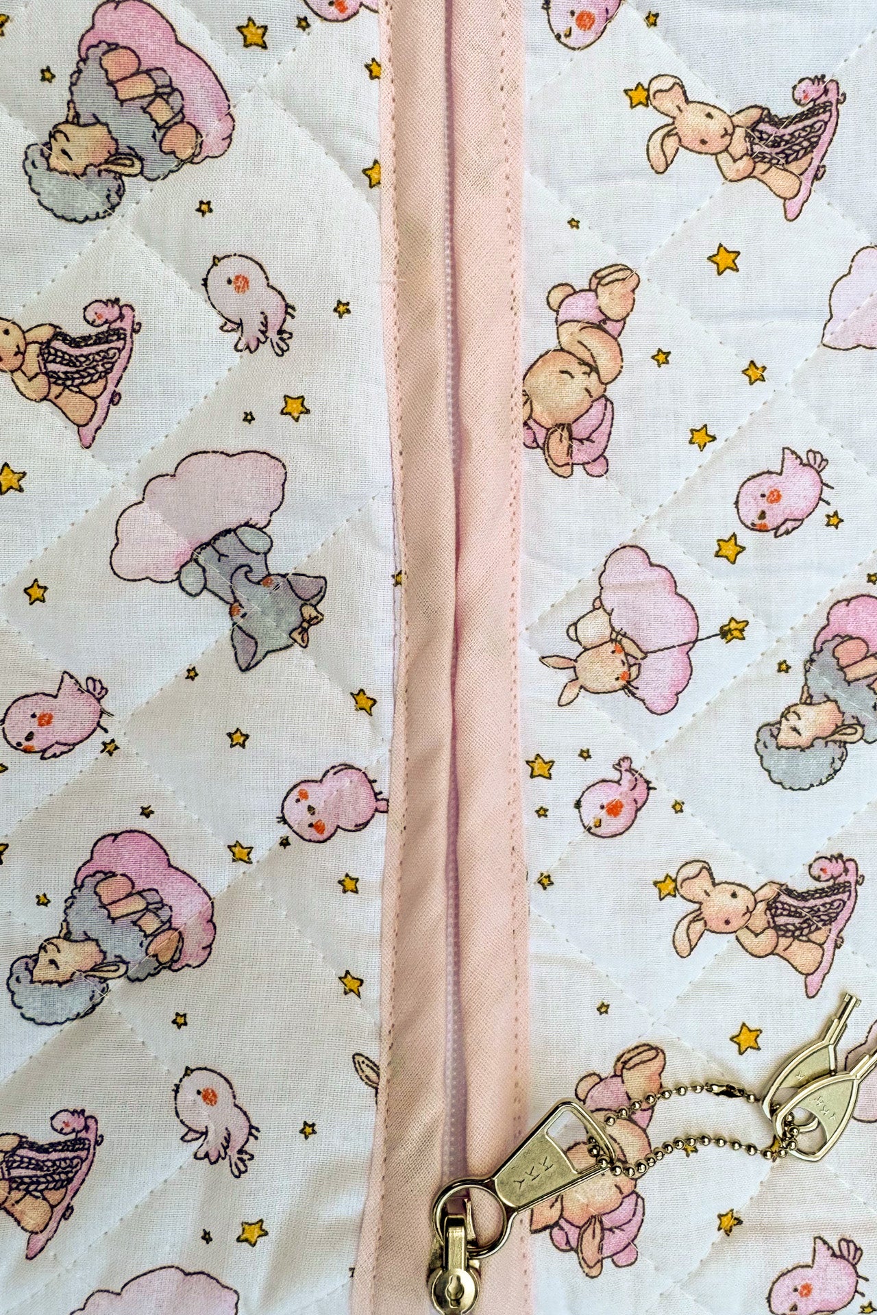 Quilted Sleeping bag baby Pink clouds Long sleeves