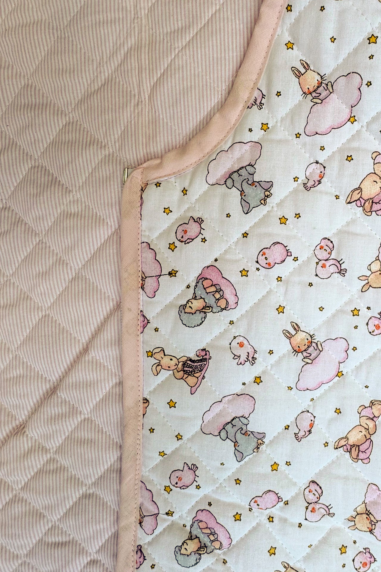 Quilted Sleeping bag baby Pink clouds Long sleeves