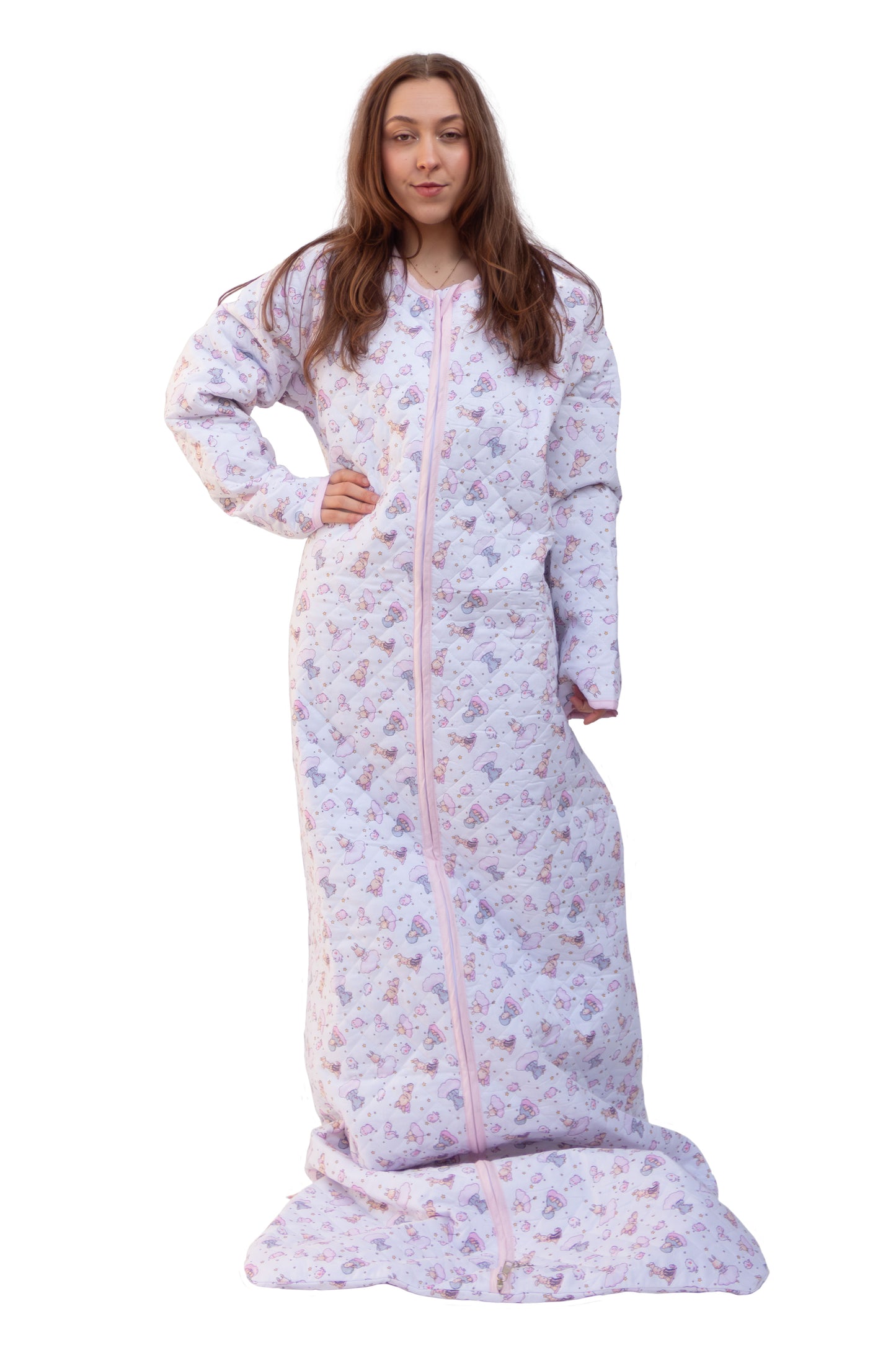 Quilted Sleeping bag baby Pink clouds Long sleeves