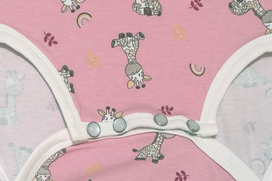 age play onesie pink giraffe