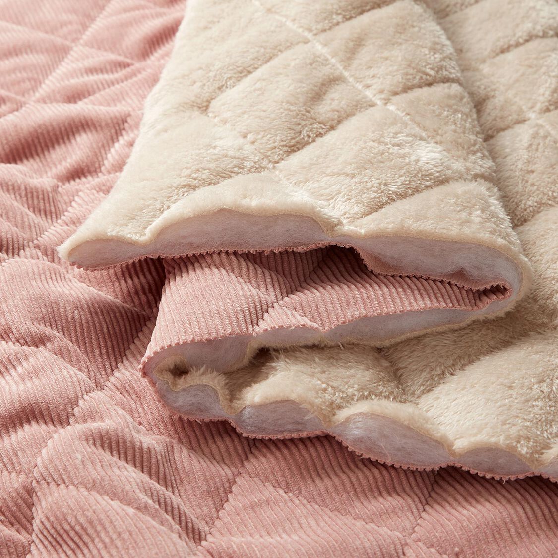 Sleeping Bag Weighted Ribbed Fabric Pink Long