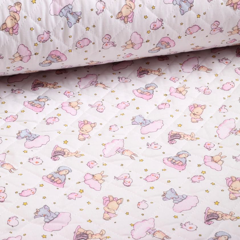 Quilted Sleeping bag baby Pink clouds Long sleeves