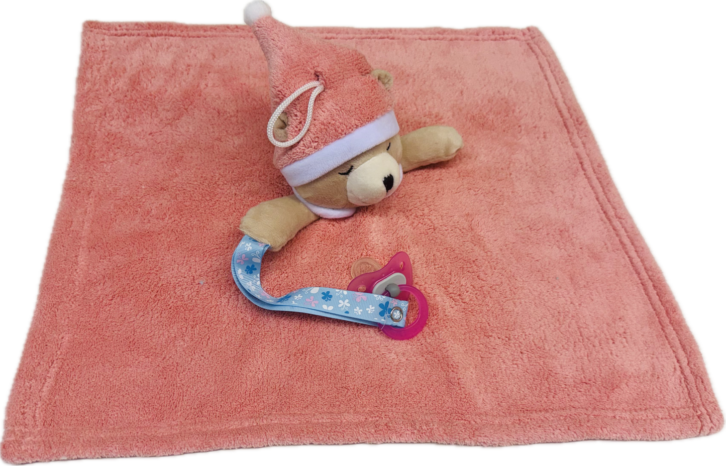 Pink pacifier cuddly bear