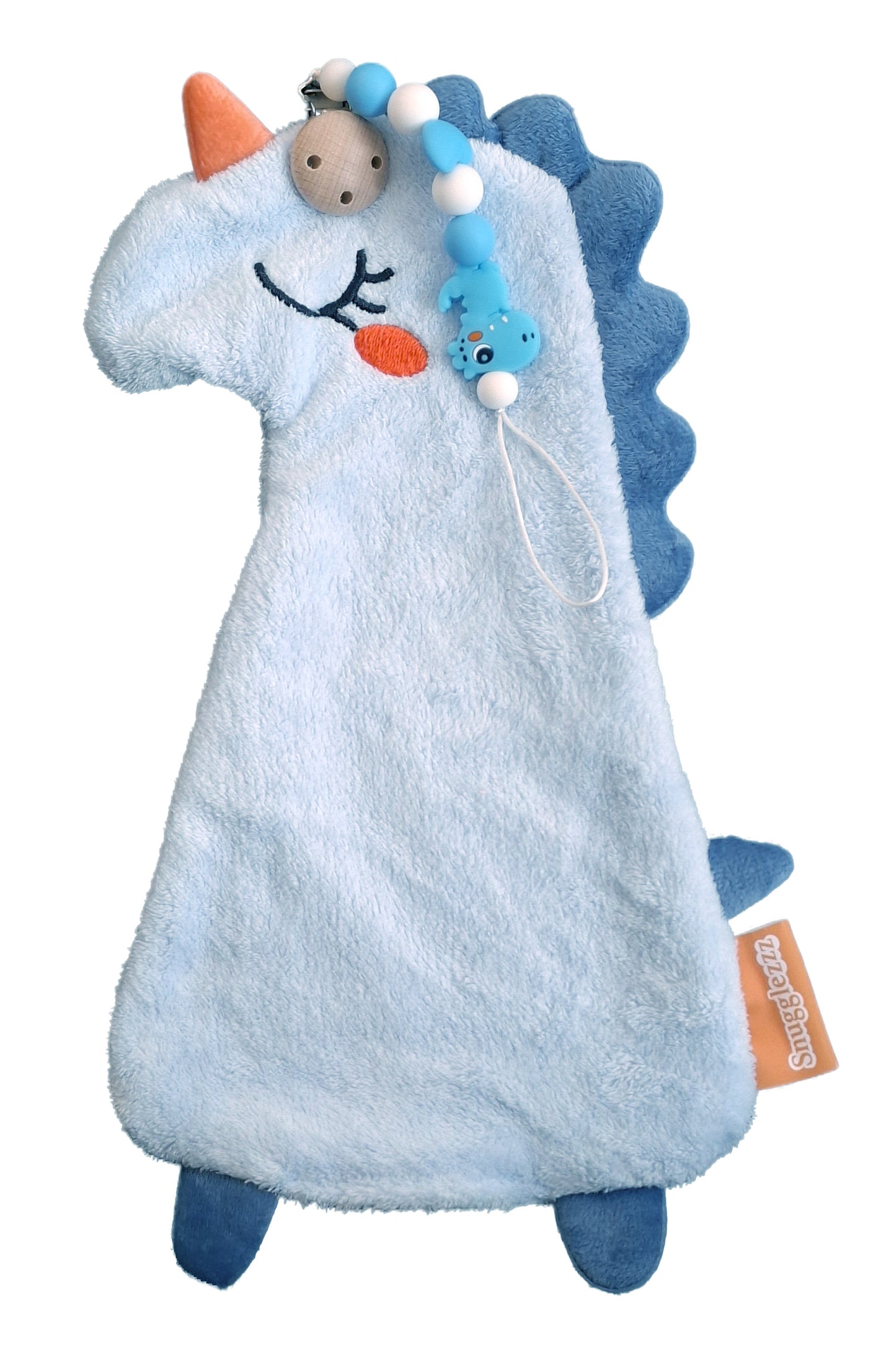 Grote speenknuffel Dino met speenkoord