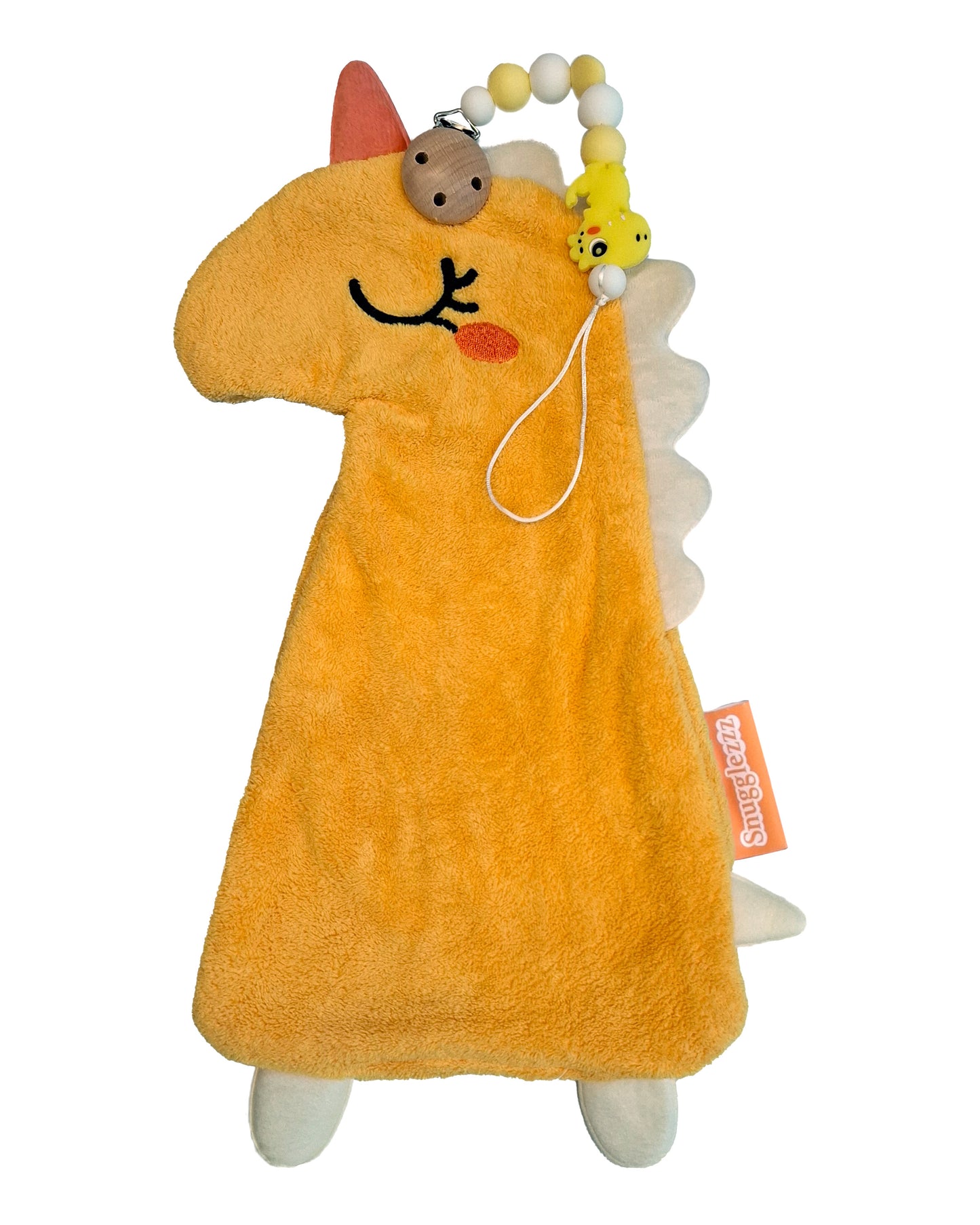 Grote speenknuffel Dino met speenkoord