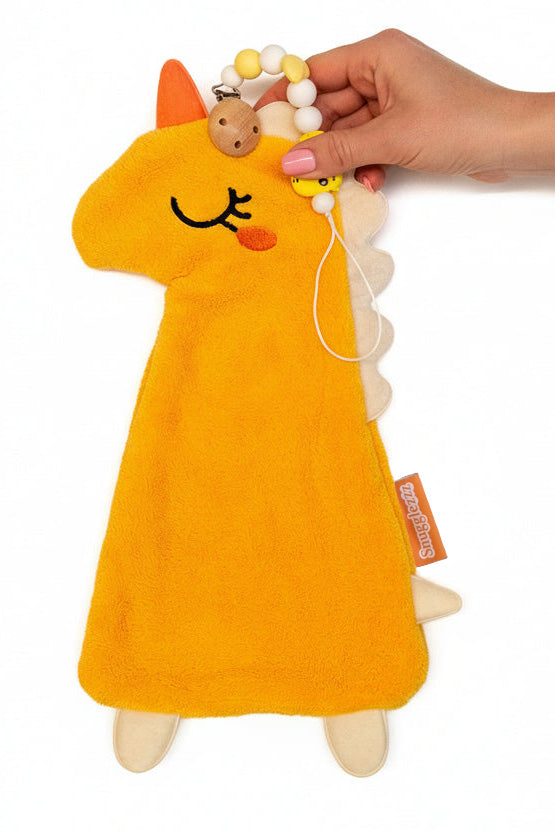 Grote speenknuffel Dino met speenkoord