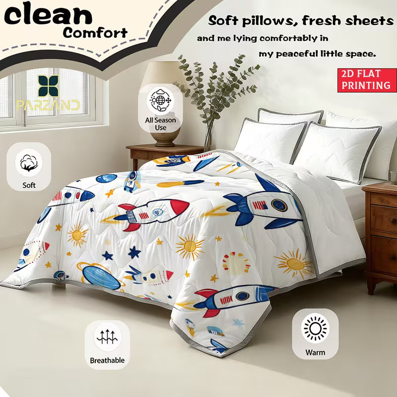 Zomer dekbed met raketprint