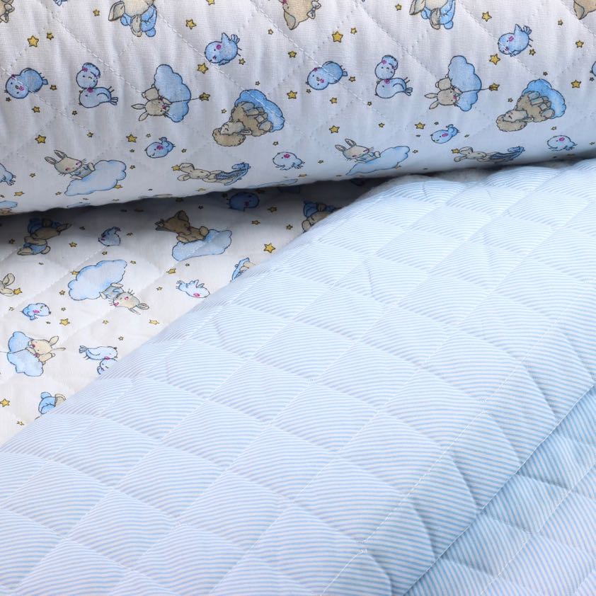 quilted sleeping bag baby blue clouds long sleeves