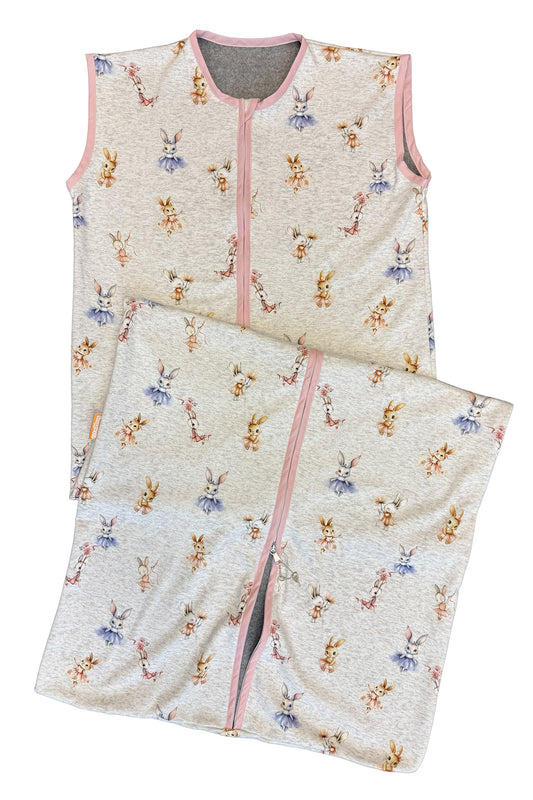 Jogging Slaapzak Ballerina Konijntjes kort + slotje