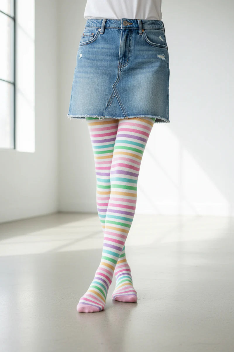 Tights with rainbow stripe print size M-XL